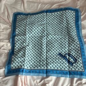 Blue and White Patterned silk Scarf